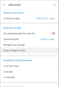 telegram settings