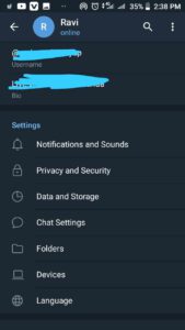 telegram mobile settings