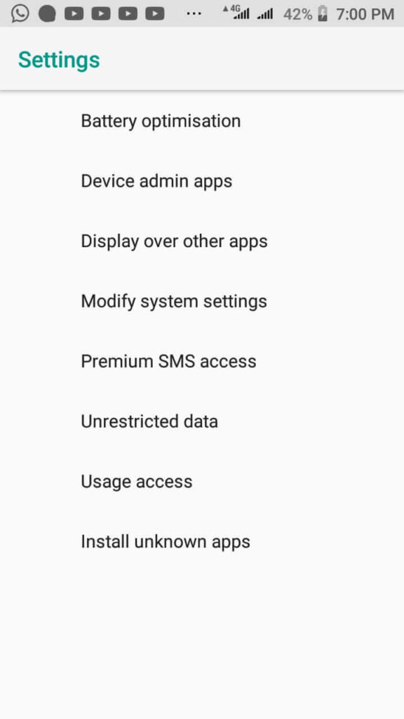 Android apps and notifications settings